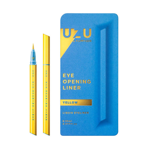 Uzu By Flowfushi Eye Opening Liner [Yellow] Liquid Eyeliner Hot Water Off Alcohol Free Hypoallergenic