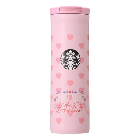 Starbucks Valentine's Day 2022 Stainless Steel Bottle Heart 473ml - Japanese Starbucks Bottles