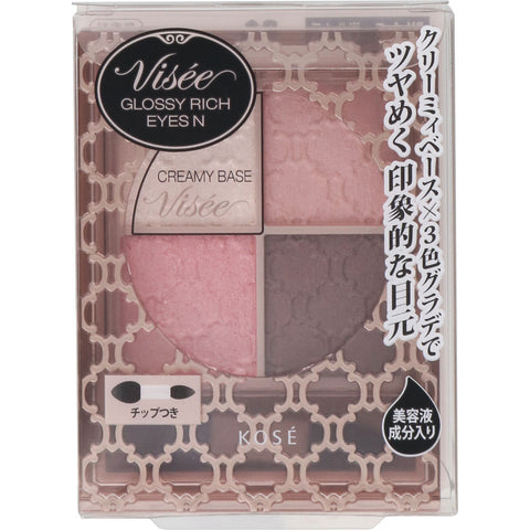 Kosé Visee Glossy Rich Eyes Creamy Base PK-4 Mauve Pink 4.5g - Japan Eyeshadow Palette