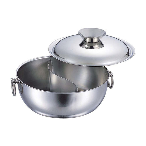 Wadasuke Stainless Steel Induction Shabu Shabu Hot Pot With Divider 23cm