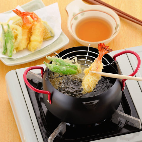 Wahei Freiz Mini Baked Paint Tempura Pot Deep Fry Ih Compatible Iron Net Kachikore Kr-8265 Black Japan