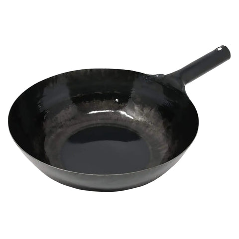 Yamada Hammered Iron Round Bottom Wok (1.2Mm Thickness) 30cm - Unseasoned