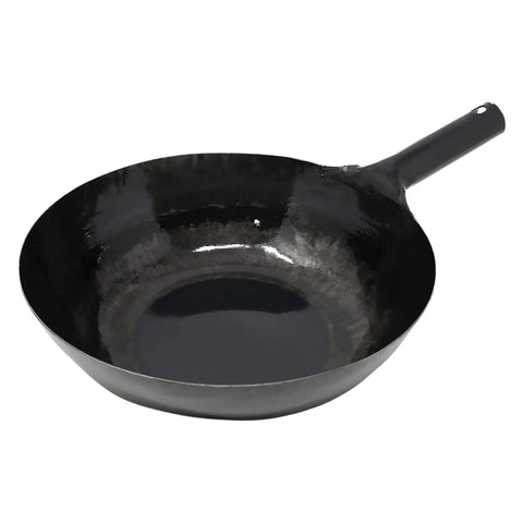 Yamada Hammered Iron Round Bottom Wok (1.6Mm Thickness) 27cm - Unseasoned