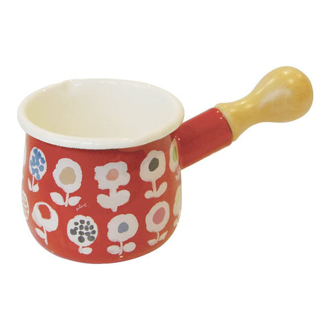 Yutaka Horo Plune Enameled Petit Milk Pan Candy Flower Red