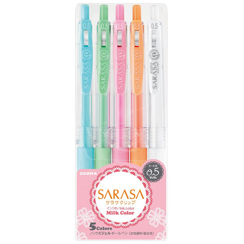 Zebra Sarasa Clip 0.5 Milk 5 Color Japan Ballpoint Pen Jj15-5C-Mk