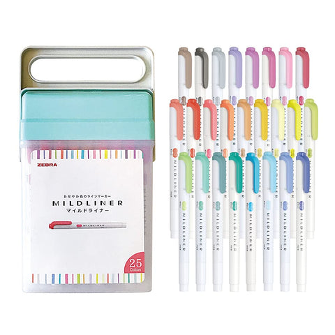 Zebra Japan Highlighter Mildliner 25 Colors W/ Box Case Wkt7-25C-Box