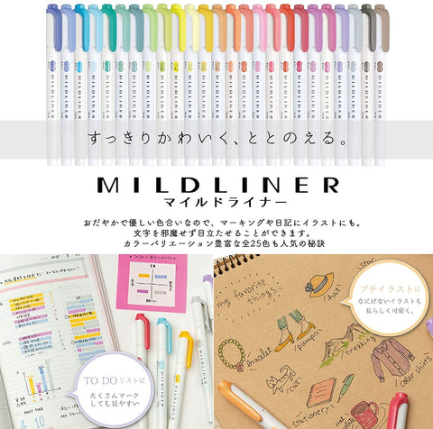 Zebra Japan Highlighter Mildliner 25 Colors W/ Box Case Wkt7-25C-Box