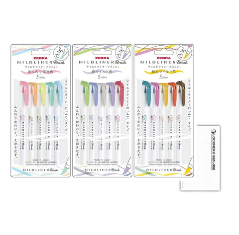 Zebra Mildliner Blush 15 Color Set + Loco Cat Japan Trial Paper Set