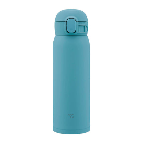 Zojirushi SM-WS48-GM 480ml Steel Water Bottle, 1-Touch Aqua Green, 3 Items to Wash