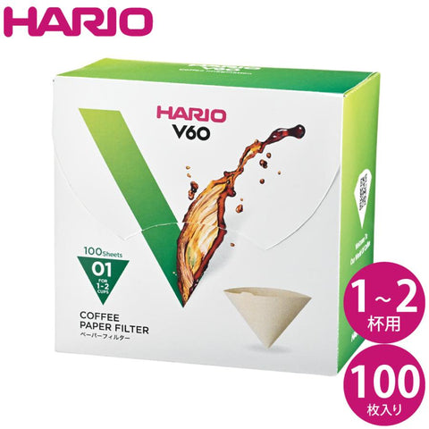 Hario V60 Vcf-01-100Mk Paper Filters (1-2 Cups) - Box Of 100 From Honu Kato Coffee Shop Japan