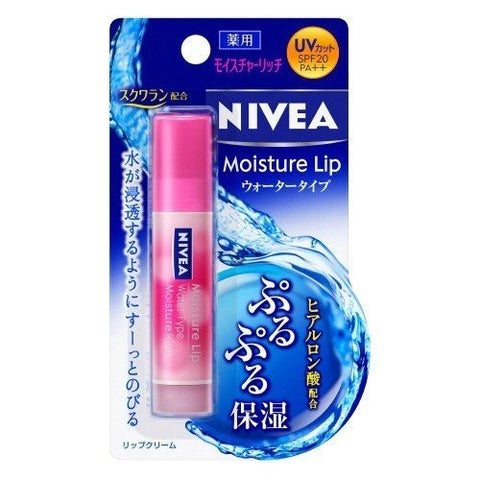 Nivea Moisture Lip: Water Type & Moisture Rich Spf20 Pa++ 3.5g - Japanese Lip Balm