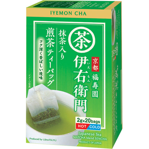 Iyemon Cha Matcha Blend Sencha Japanese Tea 20 Bags - For Hot And Cold Drink